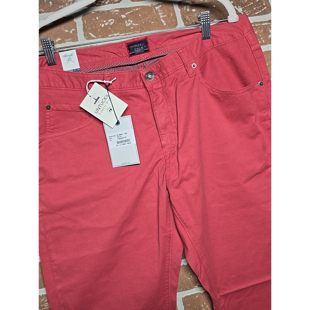 Untuckit El Circo Men?s Pants Straight Fit Pima Cotton Pant, Size 35x32, Salmon